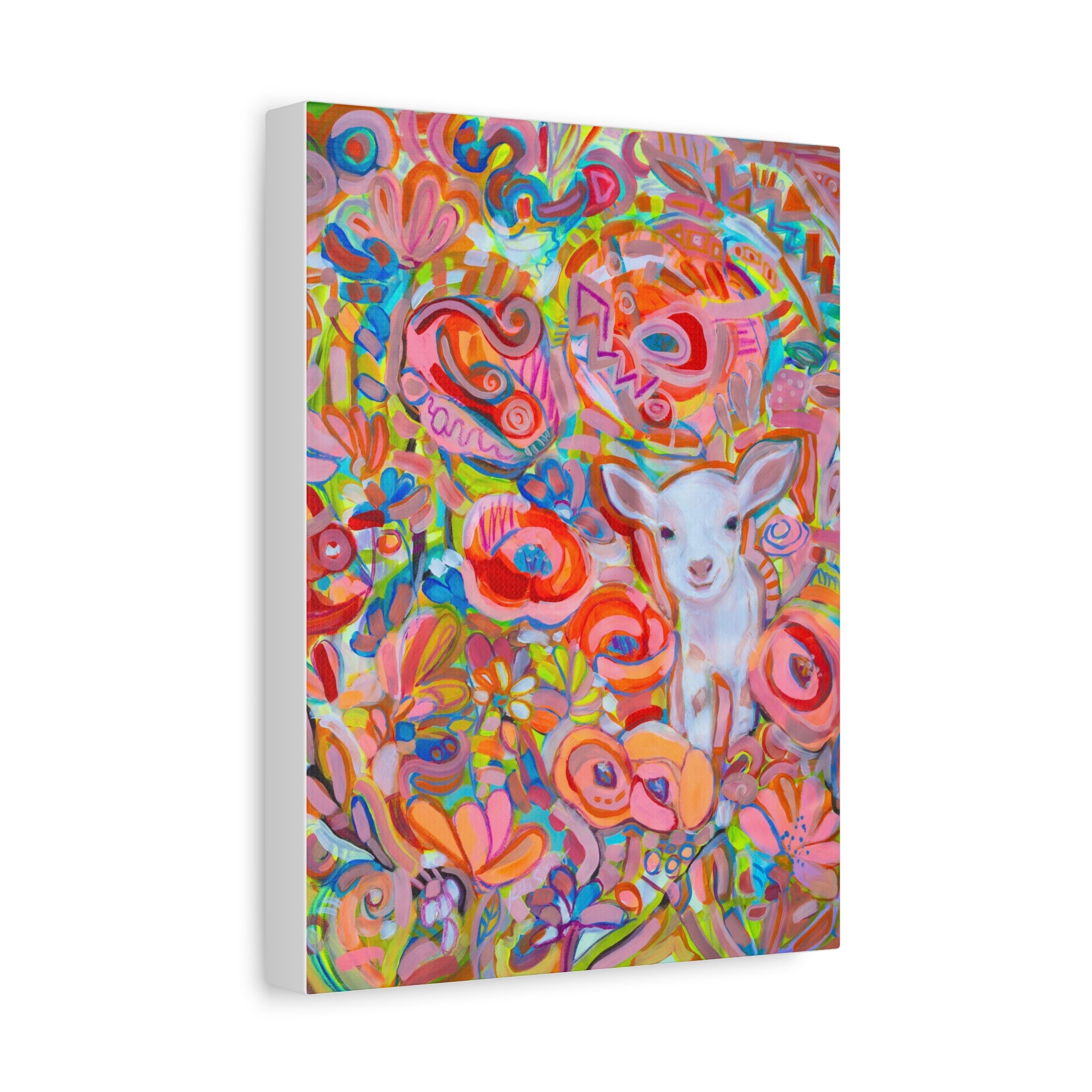 Playful Colorful Abstract Flowers and Kid Art Print by Kiki Spring