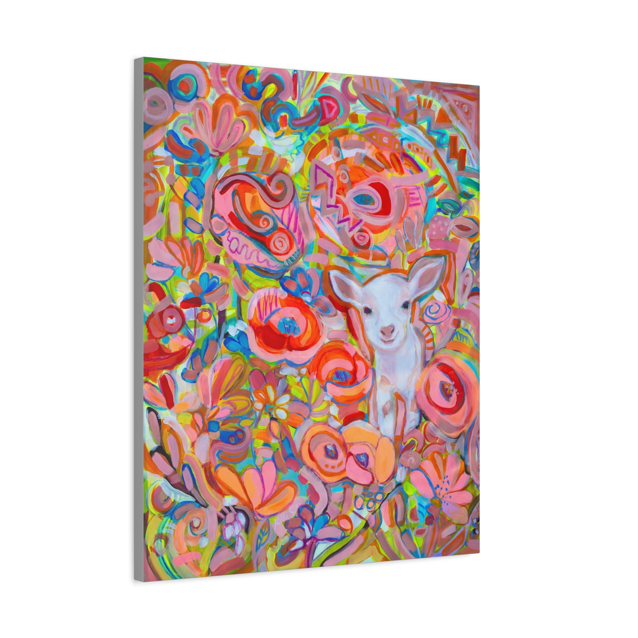 Playful Colorful Abstract Flowers and Kid Art Print by Kiki Spring