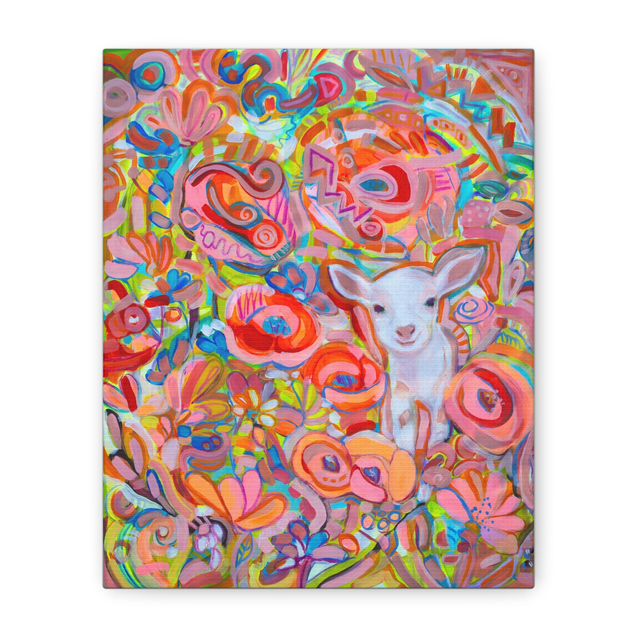 Playful Colorful Abstract Flowers and Kid Art Print by Kiki Spring