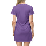 Load image into Gallery viewer, Artistic T-Shirt Dress - Vibrant Purple with Fashion Illustration
