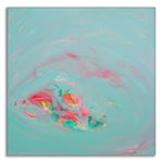 Load image into Gallery viewer, Abstract painting with swirling colors on a light blue background
