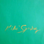 Load image into Gallery viewer, Gold &#39;Kiki Spring&#39; logo on a teal background

