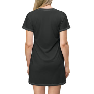 Artistic Pop-Art Black T-Shirt Dress