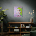 Load image into Gallery viewer, woman portrait on the wall in the grey living room boho style
