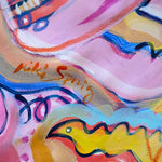 Load image into Gallery viewer, Colorful abstract painting with a signature in the center
