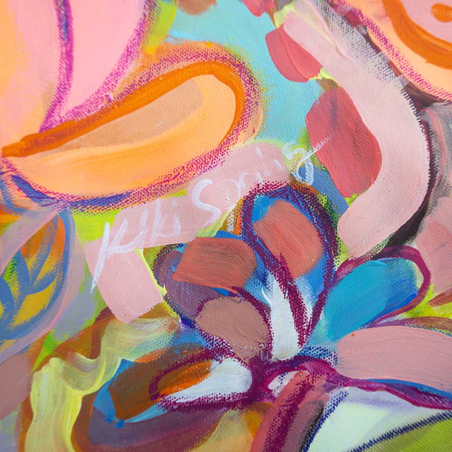 Abstract artwork with vibrant colors and brush strokes