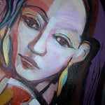 Load image into Gallery viewer, Colorful abstract painting of a woman&#39;s face with vibrant colors
