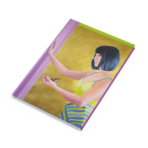 A5 hardcover journal with abstract woman and bird pop‑art cover, by Kiki Spring feminine notebook women independence