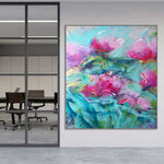Load image into Gallery viewer, Abstract Floral Painting in Turquoise and Pink – Extra Large Original Contemporary Art
