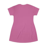 Load image into Gallery viewer, Artistic Pink T-Shirt Dress with Female Portrait Print
