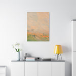 Load image into Gallery viewer, Abstract painting on a wall above a white cabinet with decorative items.

