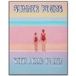 Load image into Gallery viewer, Cartoon of two people holding hands on a beach with &#39;Summer Begins With A Hand To Hold&#39; text.
