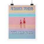 Load image into Gallery viewer, Poster with 'Summer Begins With A Hand To Hold' text and two people holding hands on a beach.
