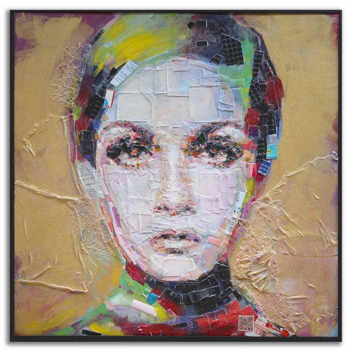 Twiggy - Original Pop-Art Portrait - 100% Upcycled Artwork