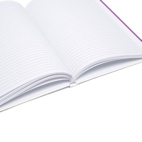 Open notebook with white pages on a white background