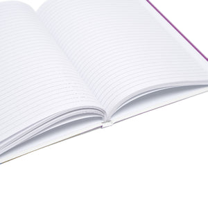 Open notebook with white pages on a white background